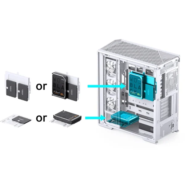 Gabinete Gamer Aquario Premium - Jonsbo D400 White- Branco