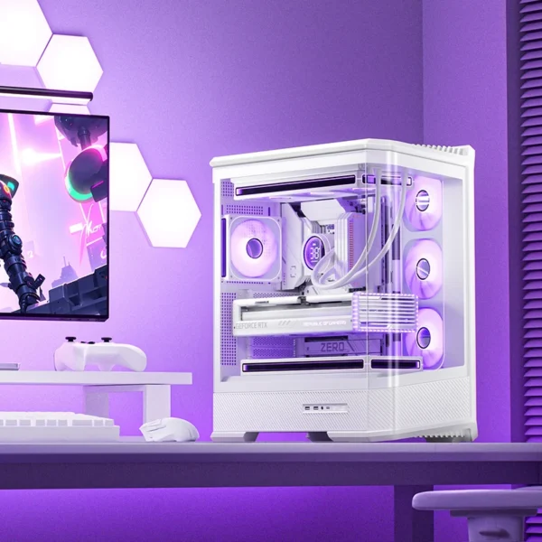 Gabinete Gamer Aquario Premium - Jonsbo D400 White- Branco