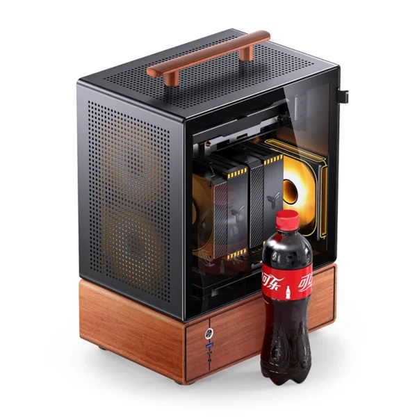 Gabinete Premium Com Madeira Matx Jonsbo T7 Black - Preto