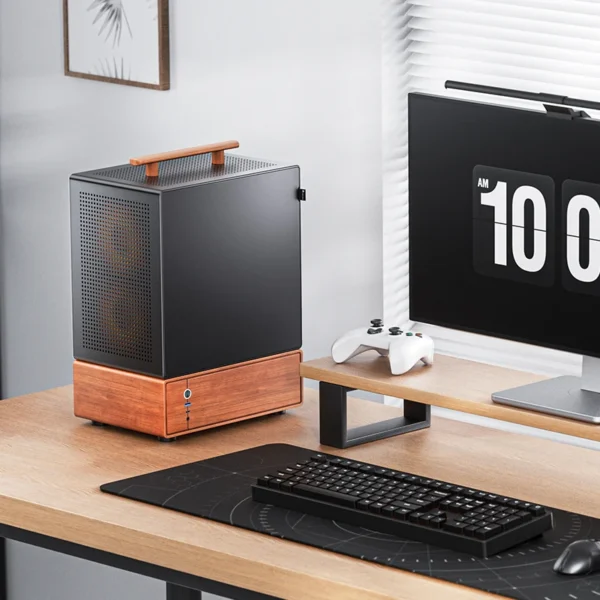 Gabinete Premium Com Madeira Matx Jonsbo T7 Black - Preto