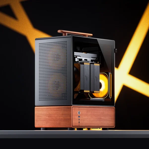 Gabinete Premium Com Madeira Matx Jonsbo T7 Black - Preto