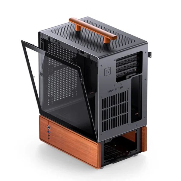 Gabinete Premium Com Madeira Matx Jonsbo T7 Black - Preto