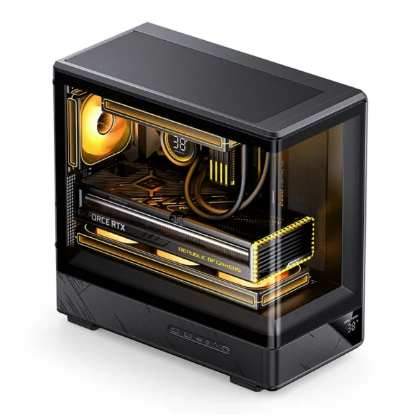 Gabinete Gamer Aquario Display Digital D200 - Jonsbo - Black - Preto