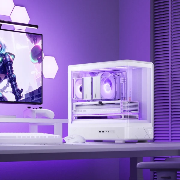 Gabinete Gamer Aquario Display Digital D200 - Jonsbo - White- Branco