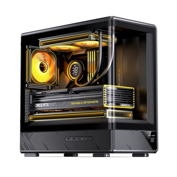 Gabinete Gamer Aquario Display Digital D200 - Jonsbo - Black - Preto
