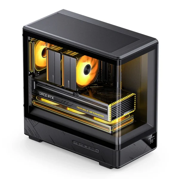 Gabinete Gamer Aquario Display Digital D200 - Jonsbo - Black - Preto