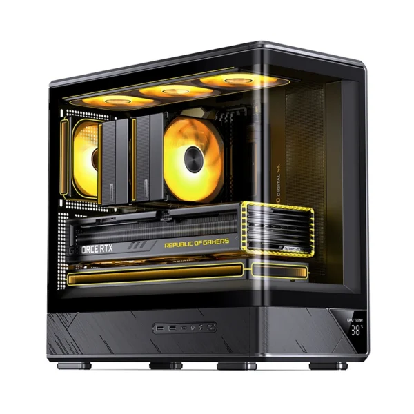 Gabinete Gamer Aquario Display Digital D200 - Jonsbo - Black - Preto
