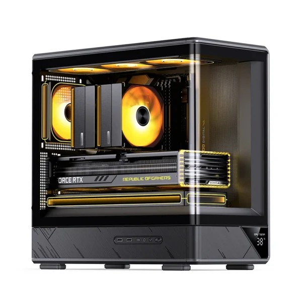 Gabinete Gamer Aquario Display Digital D200 - Jonsbo - Black - Preto
