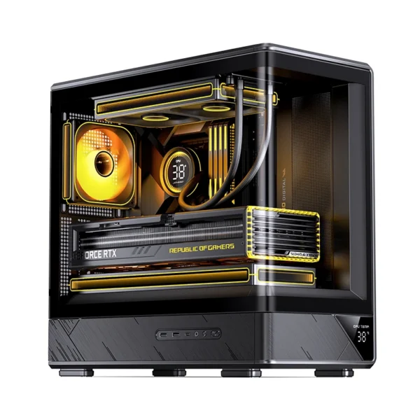 Gabinete Gamer Aquario Display Digital D200 - Jonsbo - Black - Preto