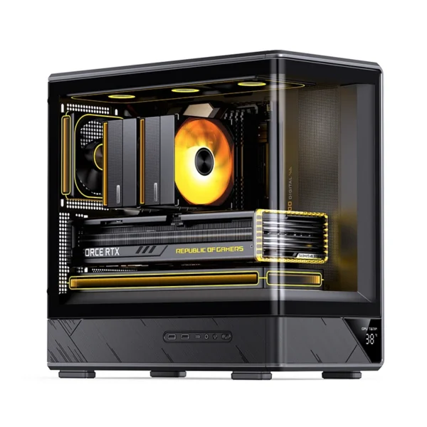 Gabinete Gamer Aquario Display Digital D200 - Jonsbo - Black - Preto