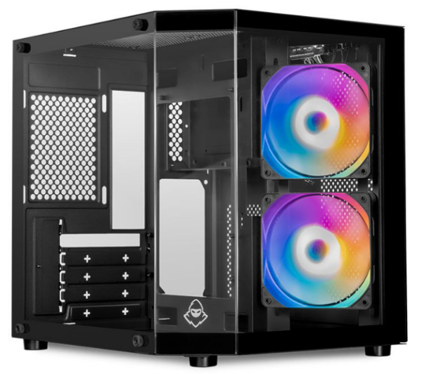 Gabinete Gamer Mancer Cv700m, Mini-Tower, Lateral De Vidro, Com 2 Fans, Preto, Mcr-Cv700m-Bk-2F