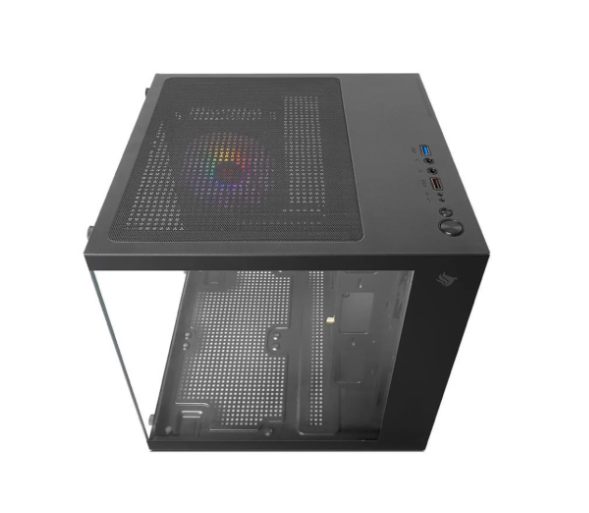 Gabinete Gamer Pichau Atom, Mini-Tower, Lateral De Vidro, Com 1 Fan, Preto, Pg-Atom-Bk