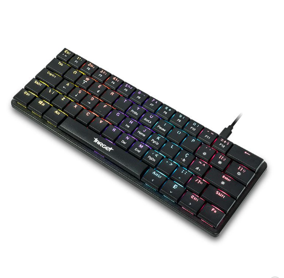 Teclado Mecanico Tgt Sherman Lp60, Rainbow, Abnt2, Switch Azul, Preto, Tgt-Shlow-Rbw01