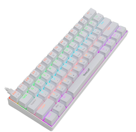 Teclado Mecanico Gamer Tgt Sherman Compacto, Rainbow, Abnt2, Switch Huano Azul, Branco, Tgt-Shcptw-R