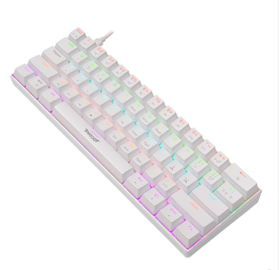 Teclado Mecanico Gamer Tgt Sherman Compacto, Rainbow, Abnt2, Switch Huano Azul, Branco, Tgt-Shcptw-R