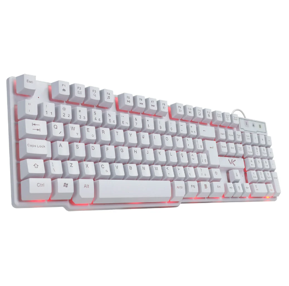 Teclado Usb Gamer Vx Gaming Hydra Branco Led Vermelho - Gth110bv