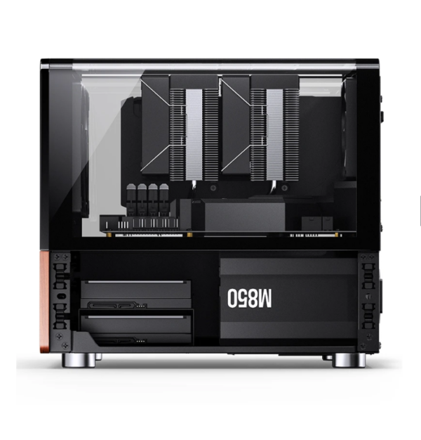 Gabinete Jonsbo V12 Black - Vidro Panoramico 270° - Madeira Nogueira - Matx