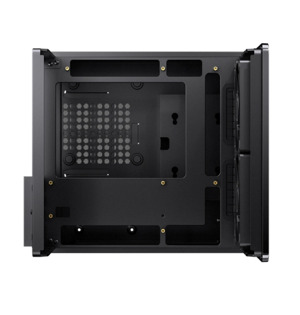 Gabinete Jonsbo V12 Black - Vidro Panoramico 270° - Madeira Nogueira - Matx