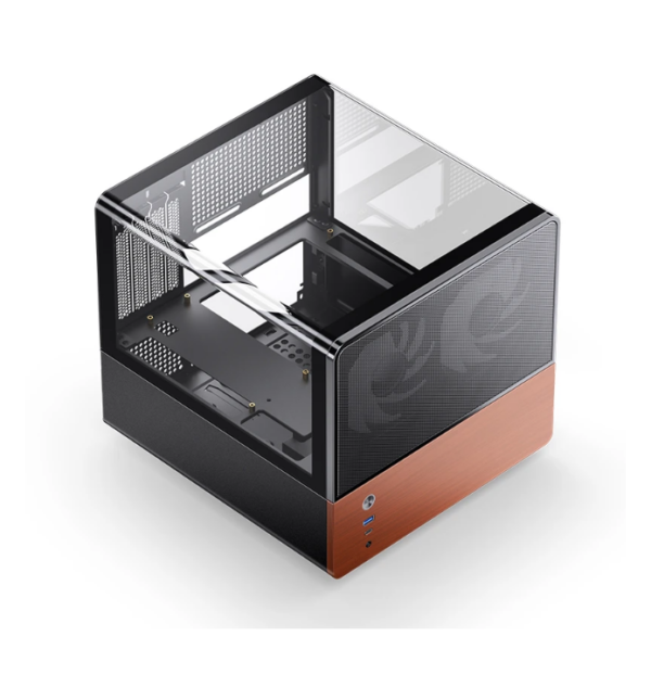 Gabinete Jonsbo V12 Black - Vidro Panoramico 270° - Madeira Nogueira - Matx