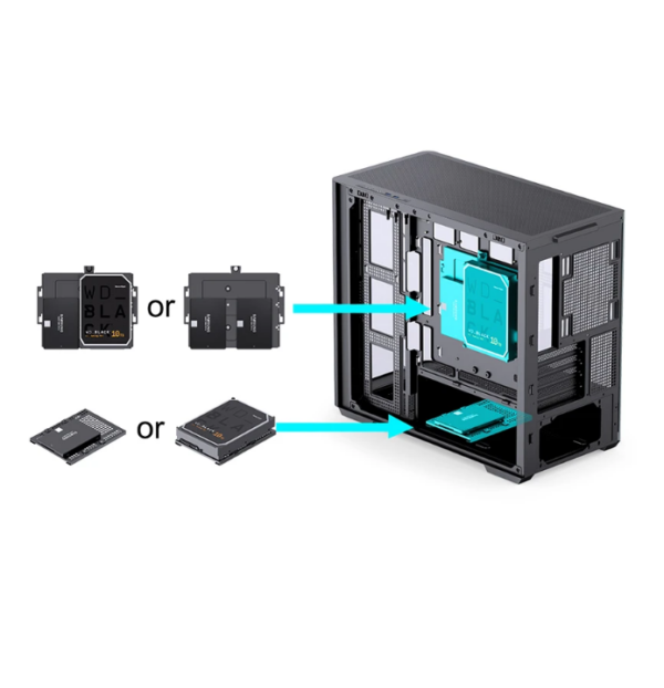 Gabinete Gamer Aquario Premium - Jonsbo D300 Black - Preto
