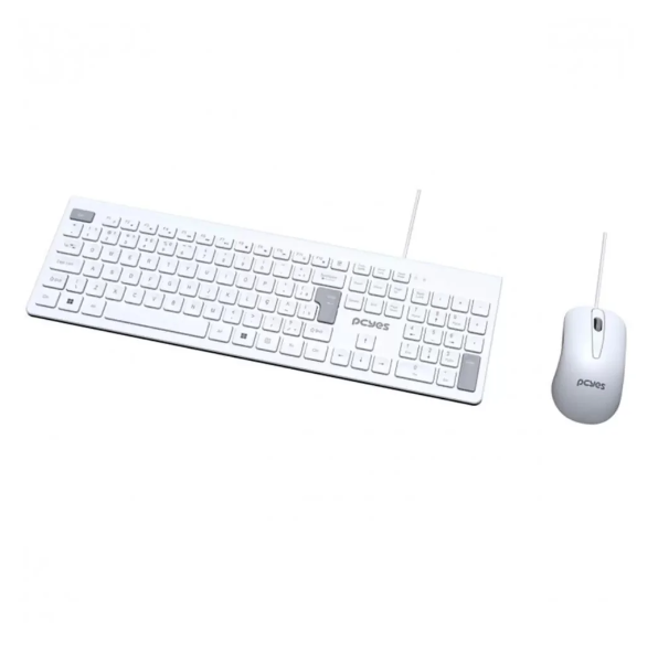 Kit Combo Soft Teclado + Mouse Usb 2M Branco - Pcosf2w - Abnt2 - Pcyes
