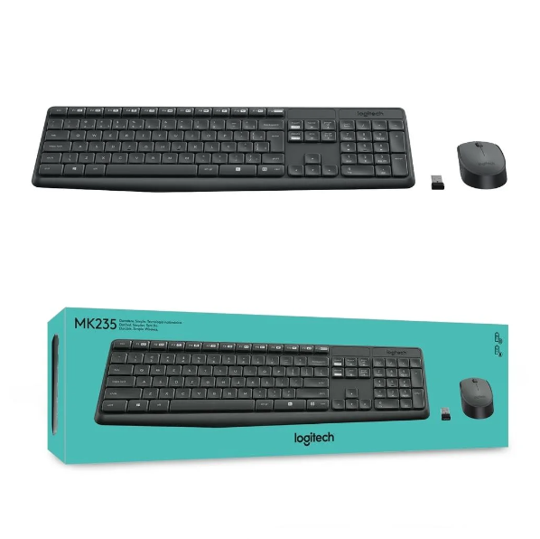 Kit Mouse E Teclado Logitech Mk235 Sem Fio Preto