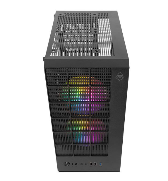 Gabinete Gamer Mancer Grimore, Mini-Tower, Lateral De Vidro, 2 Fans Rainbow, Preto, Mcr-Grm-Bk