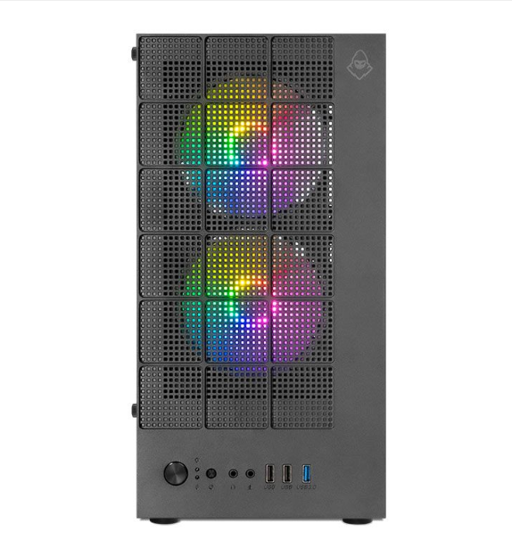 Gabinete Gamer Mancer Grimore, Mini-Tower, Lateral De Vidro, 2 Fans Rainbow, Preto, Mcr-Grm-Bk