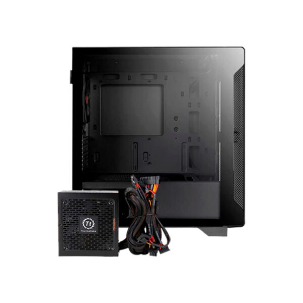 Gabinete Gamer Thermaltake S100tg, Vidro Temperado, Black, Matx, Com Fonte 600W, Com 1 Fan