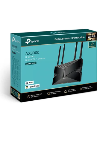 Roteador Tp-Link Archer Ax53 Ax3000 Dual Band Gigabit / 2.4Ghz / 5Ghz / Wi-Fi 6 / 4 Antenas - Preto