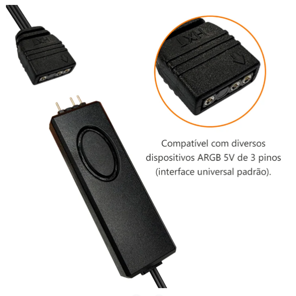 Controladora Argb 5V Jonsbo Rc01 — Sata + 16 Modos, Até 100 Leds, 3 Pinos (5Vdg)